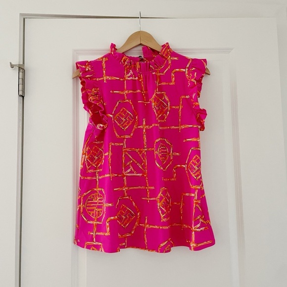 Jude Connally Miley Top Bamboo Lattice Spring Pink Apricot Jude Cloth - Picture 3 of 8